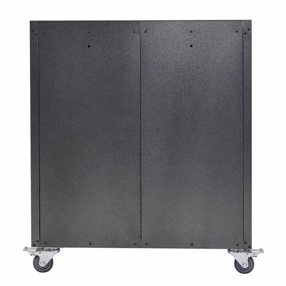 SPETLEK Grey Metal Mobile Storage Cupboard with Lockable Hinged Doors – 3