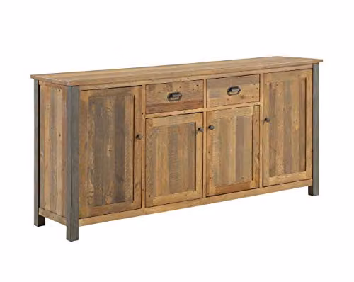 baumhaus Urban Elegance Extra Large Reclaimed Wood and Steel Industrial Sideboard in Brown – 1