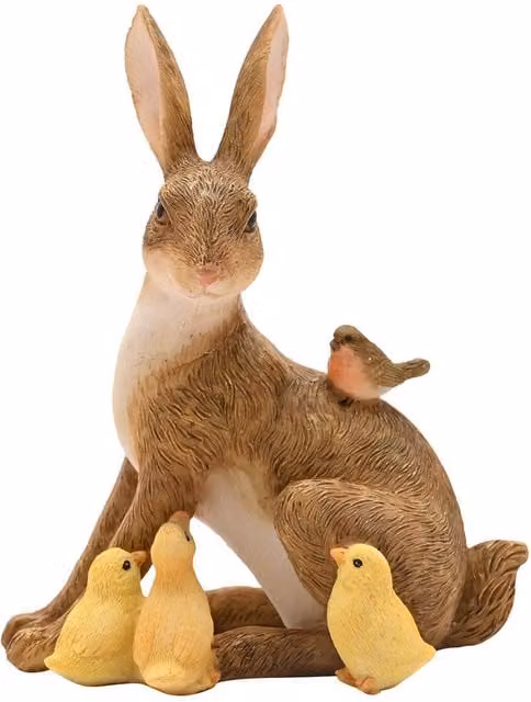 Eggs-traordinary Gift Co Rustic Animal Figurine Set featuring Rabbit, Chick and Robin in Multicolour