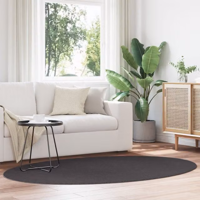 Berkfield Home Huarte Oval Rug in Anthracite, W: 140 cm, D: 200 cm