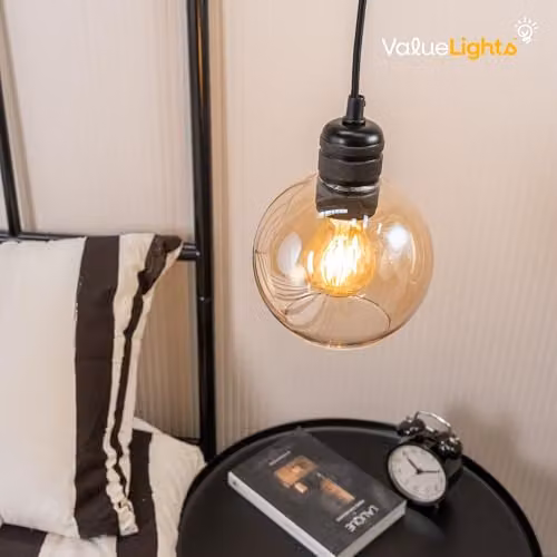 ValueLights Amber Glass Sphere Ceiling Light Shade, Width: 15 cm – 2
