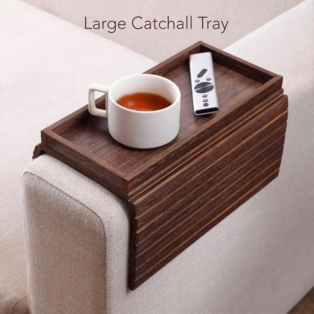 FLAVORA Brown Bamboo Wood Sofa Arm, W: 1 m, D: 0.5 m – 1