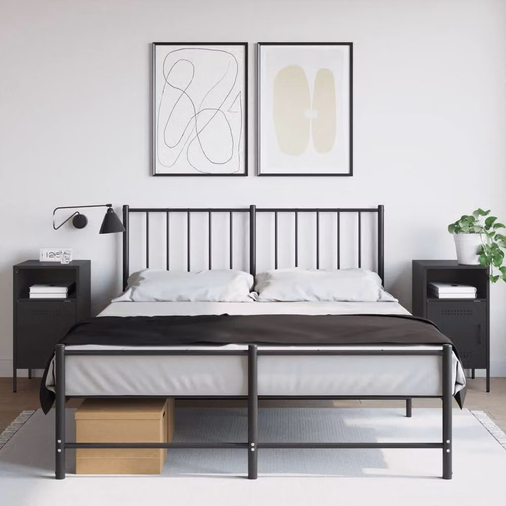 Berkfield Home Sturdy Metal Bedside Cabinets, 2 Pack, Black, W/D/H: 36 x 39 x 68 cm – 2