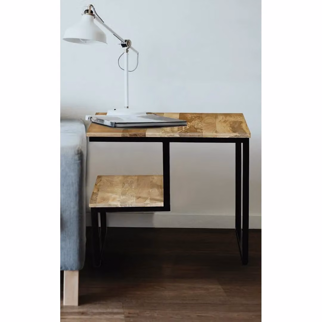 Jaipur Furniture Ltd Ravi Side Table in Brown Mango Wood and Black Metal, W/D/H: 50 x 50 x 50 cm – 4