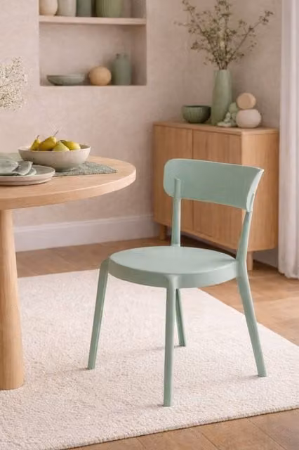 Fusion Living Stackable Plastic Bistro Dining Chair in Matt Green – 1
