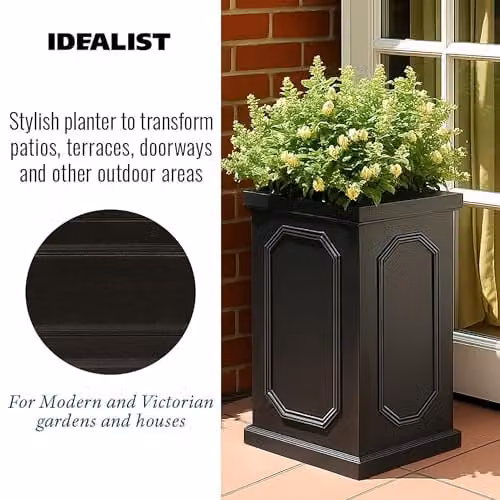 IDEALIST Small Grey Stone Planter Pot, Height: 52 cm, Volume: 30 l – 6