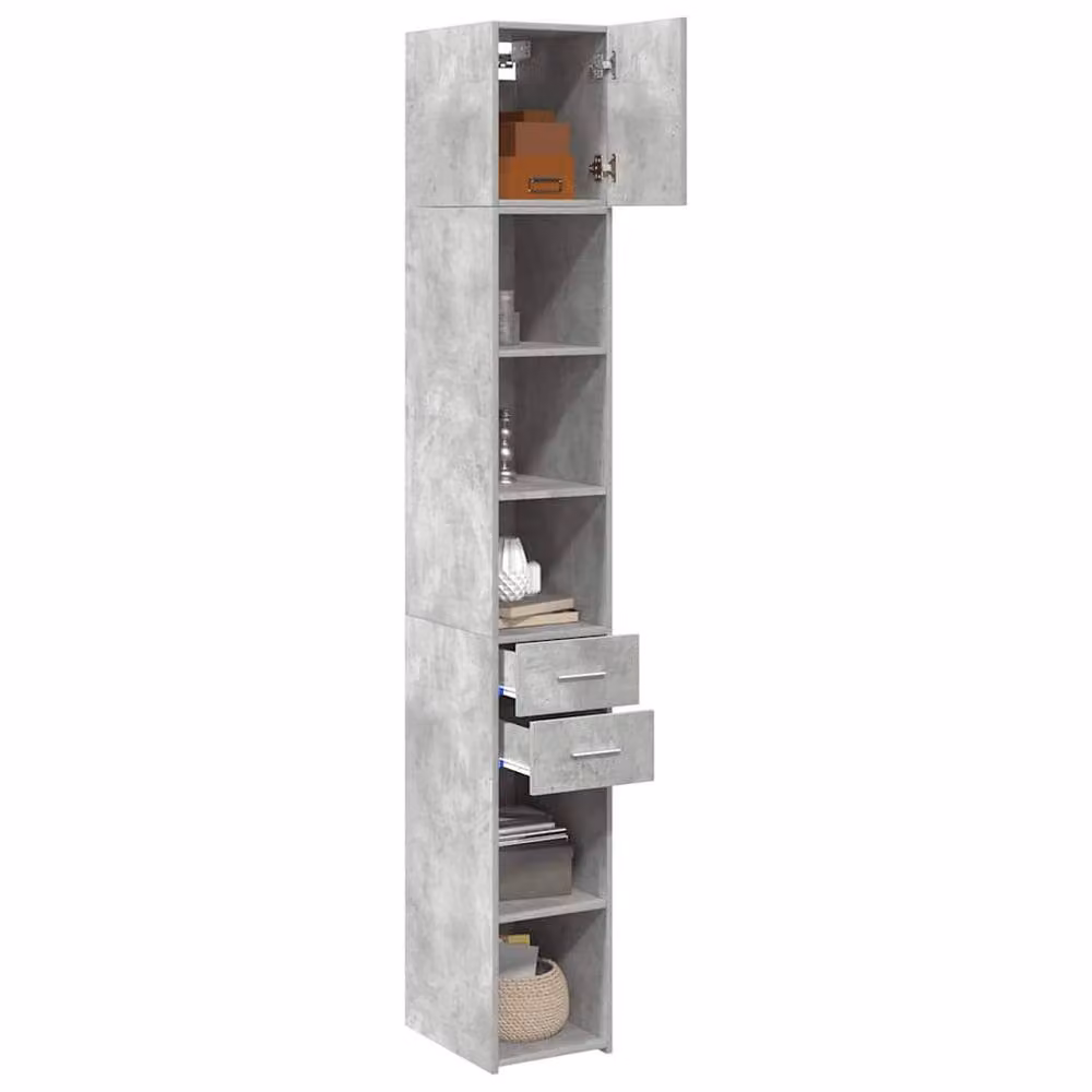 Berkfield Home Slim Freestanding Storage Cabinet in Concrete Grey, W/D/H: 30 x 22.5 x 225 cm – 2