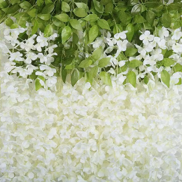 Livingandhome Set of 12 White Hanging Artificial Wisteria Floral Vines