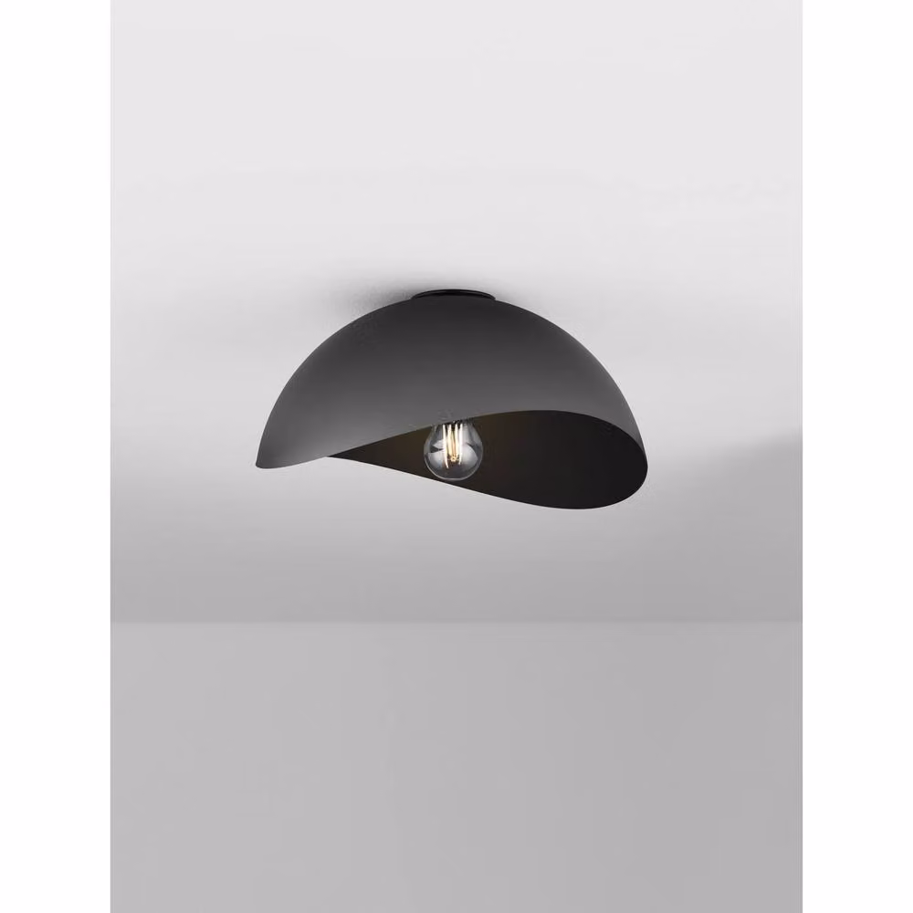 Netlighting Opsi Semi Flush Ceiling Light, Grey and Sandy Black Metal Dome, Diameter: 30 cm – 3