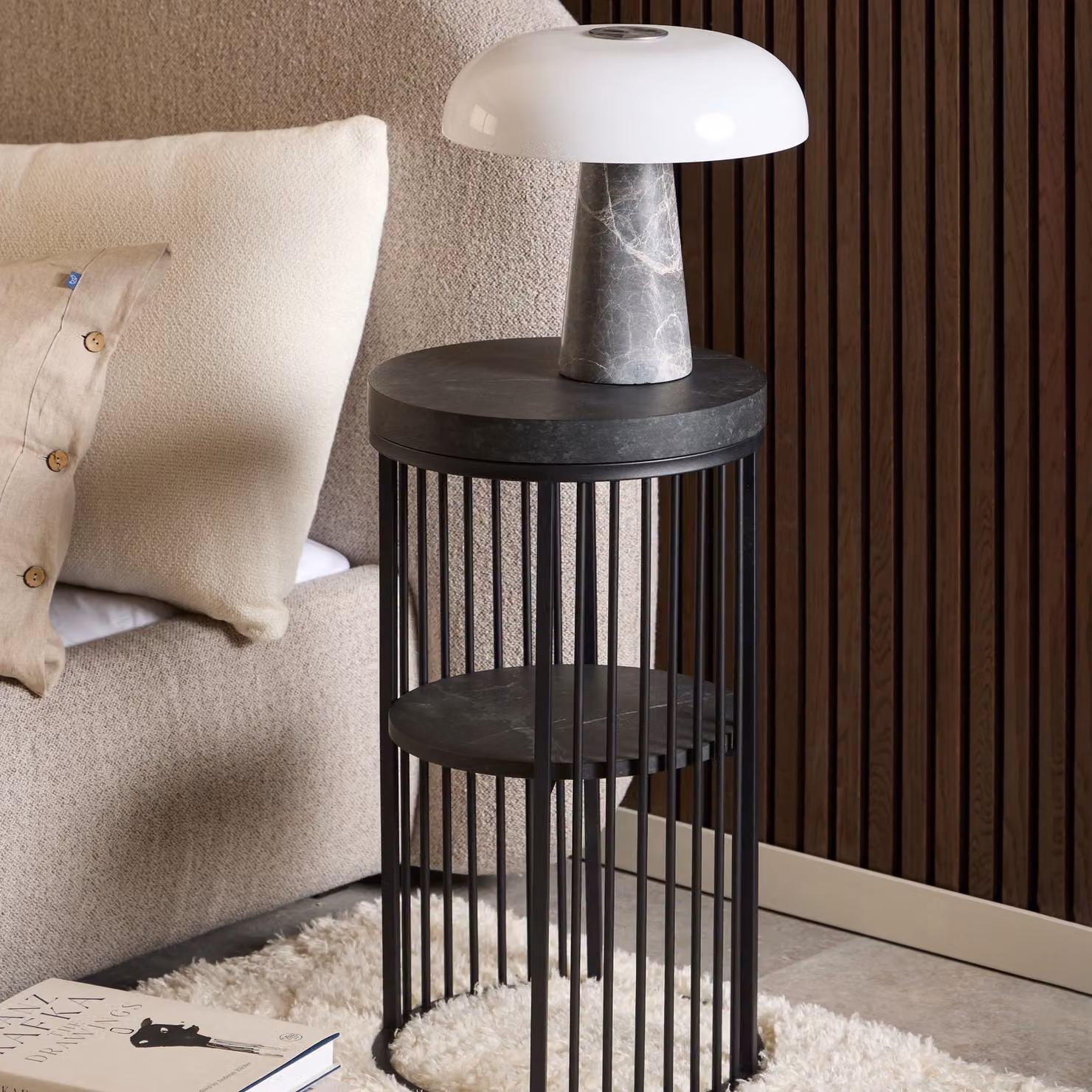 Furniture To Go Strington Round Bedside Table with 1 Shelf in Matt Black – 3