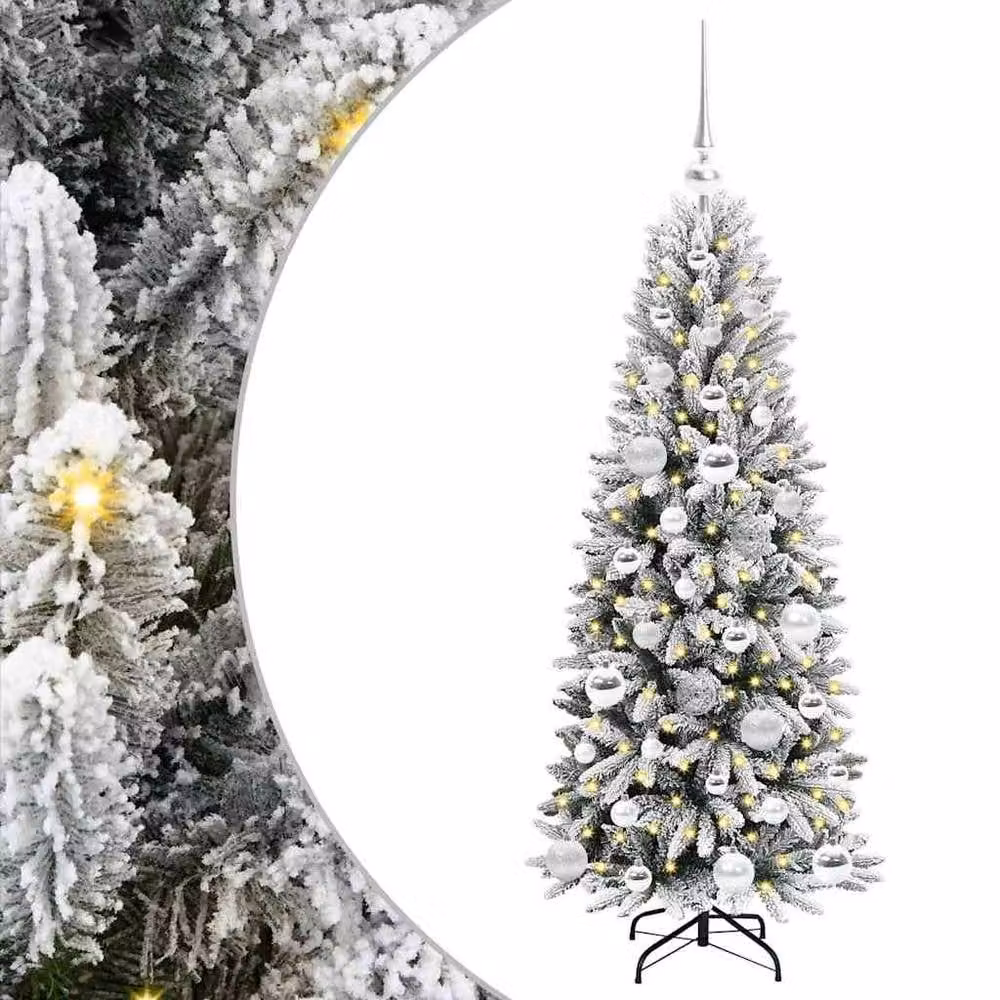 Berkfield Home Green Artificial Christmas Tree with 150 White LEDs, W/D/H: 53 x 53 x 120 cm – 3