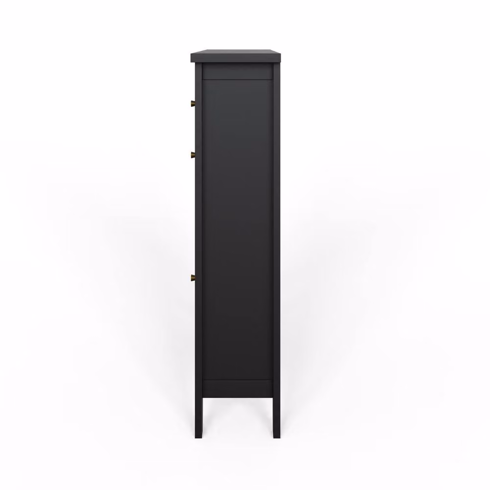 GFW Garrucha Deluxe Modern Black Matt Shoe Cabinet with Tilting Compartments and Internal Drawers – 3