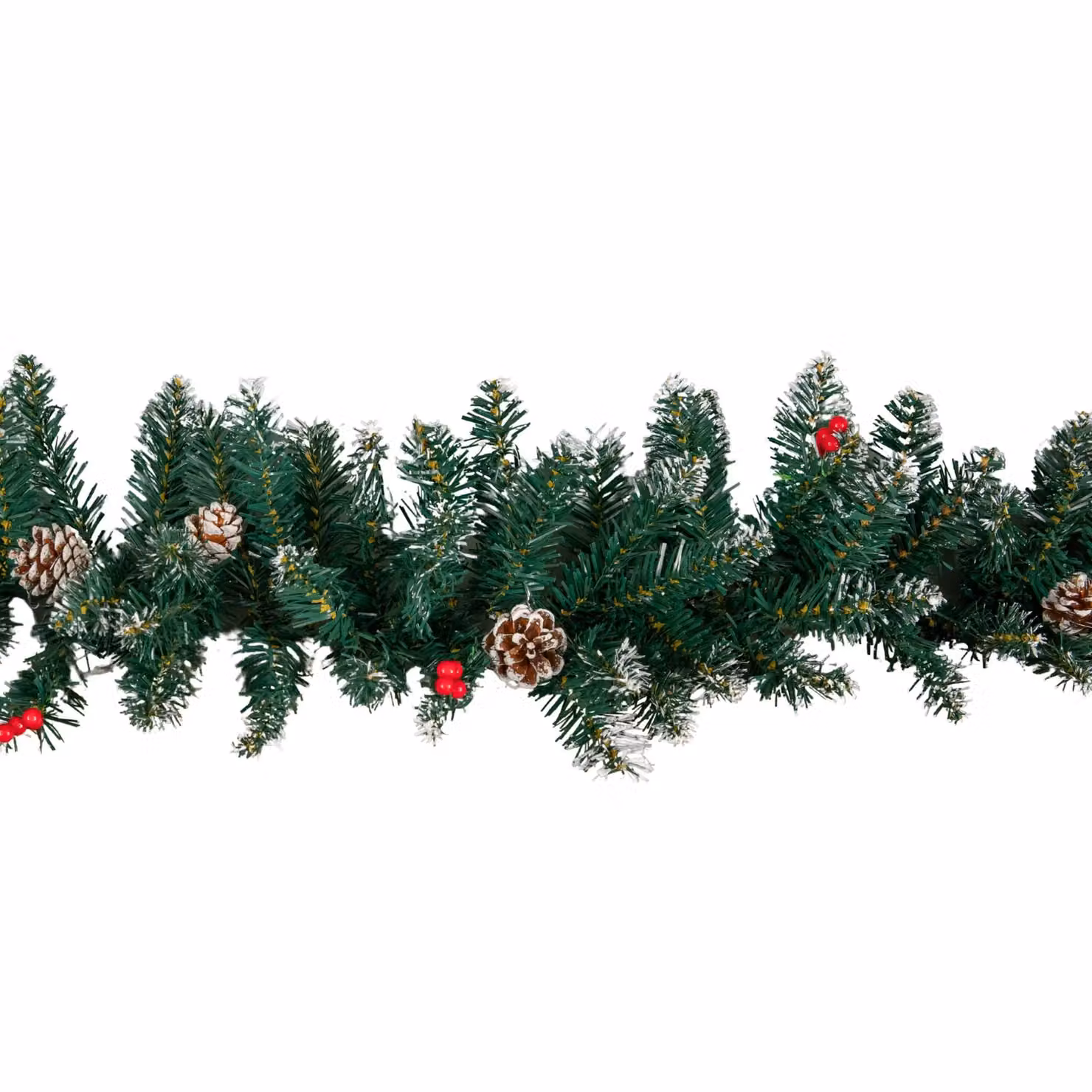 Samuel Alexander 2.7m Green Christmas Garland with Pine Cones and Red Berries – 4