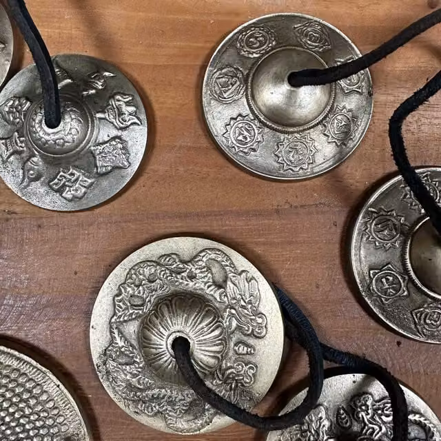 KDMK Tibetan Tingsha Seven Chakra Metal Bells in Gold
