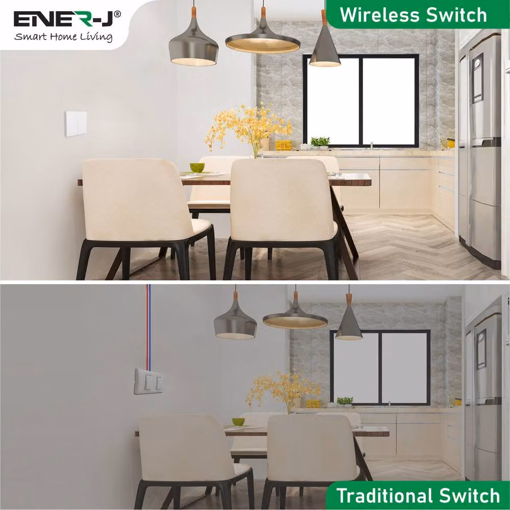 ENER-J 2 Gang Wireless Kinetic Switch and 2 WiFi RF Receivers, White – 3
