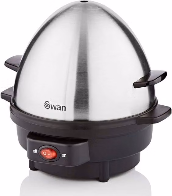 Swan Egg Boiler and Poacher in Black and Silver with Stainless Steel