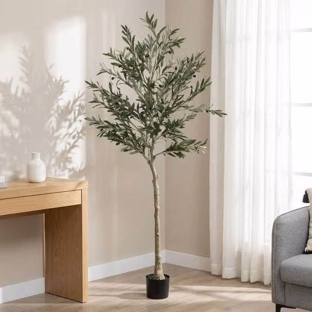 STILVORA Artificial Green Olive Tree with Pot, Height: 180 cm – 1