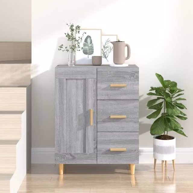 Berkfield Home Grey Sonoma Sideboard in Engineered Wood, W: 69.5 cm, D: 34 cm, H: 90 cm – 1