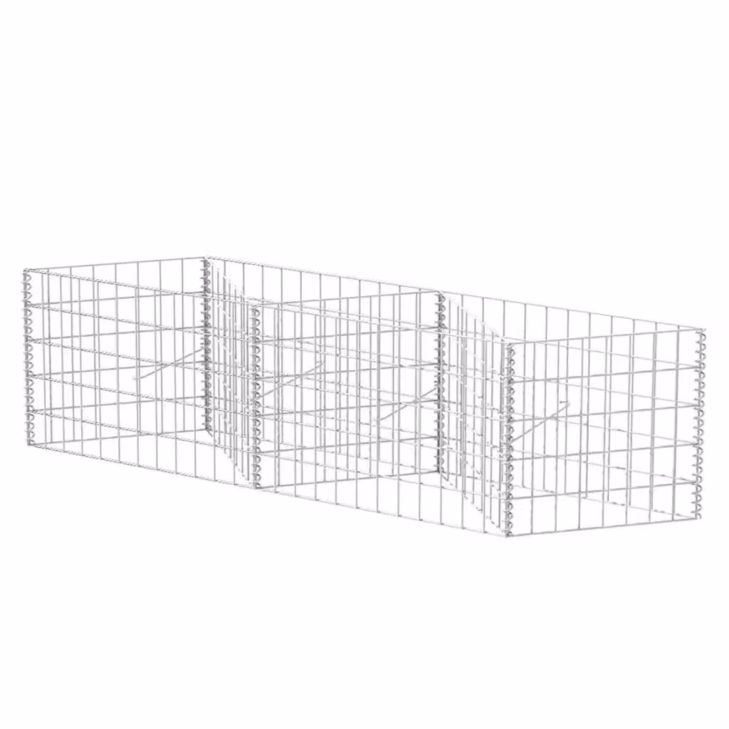Berkfield Home Galvanised Steel Stone Gabion Basket in Silver, W/D/H: 120 x 30 x 50 cm – 2