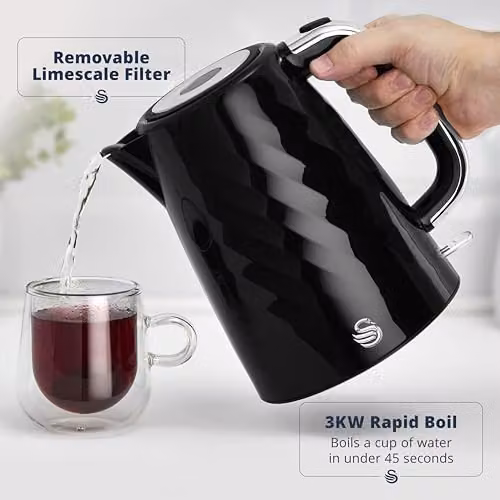 Swan Windsor Rapid Boil Kettle with Removable Limescale Filter and Auto Shut-off, 1.7 l, Black – 3