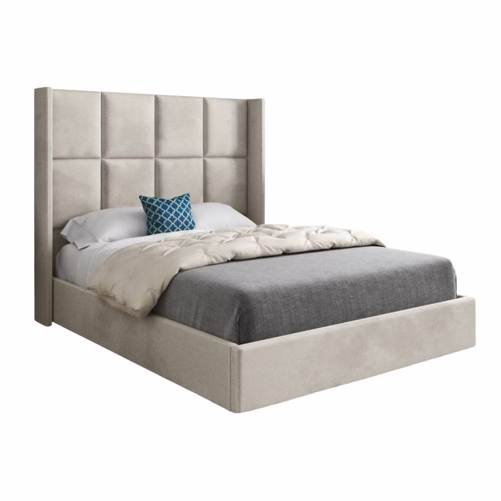Casani Riversdale Small Double Designer Bed Frame in Beige Soft Velvet – 3