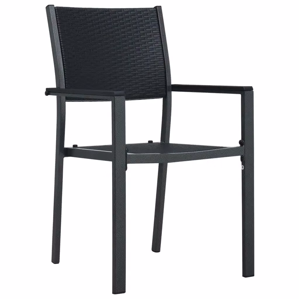 Berkfield Home 3 Piece Modern Garden Dining Set in Black with Glass Top and Powder Coated Steel Frame – 3