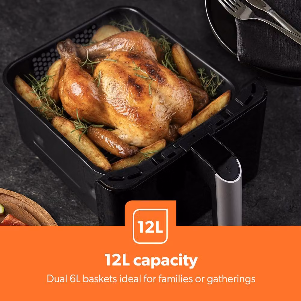 Geepas 12L Dual Basket Air Fryer Oven with 2x6L Baskets and 10 Presets in Black – 3