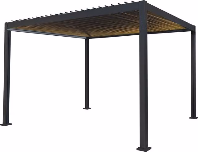 Monster Shop Modern Grey Aluminium Pergola with LED Lights W: 390 cm, D: 300 cm