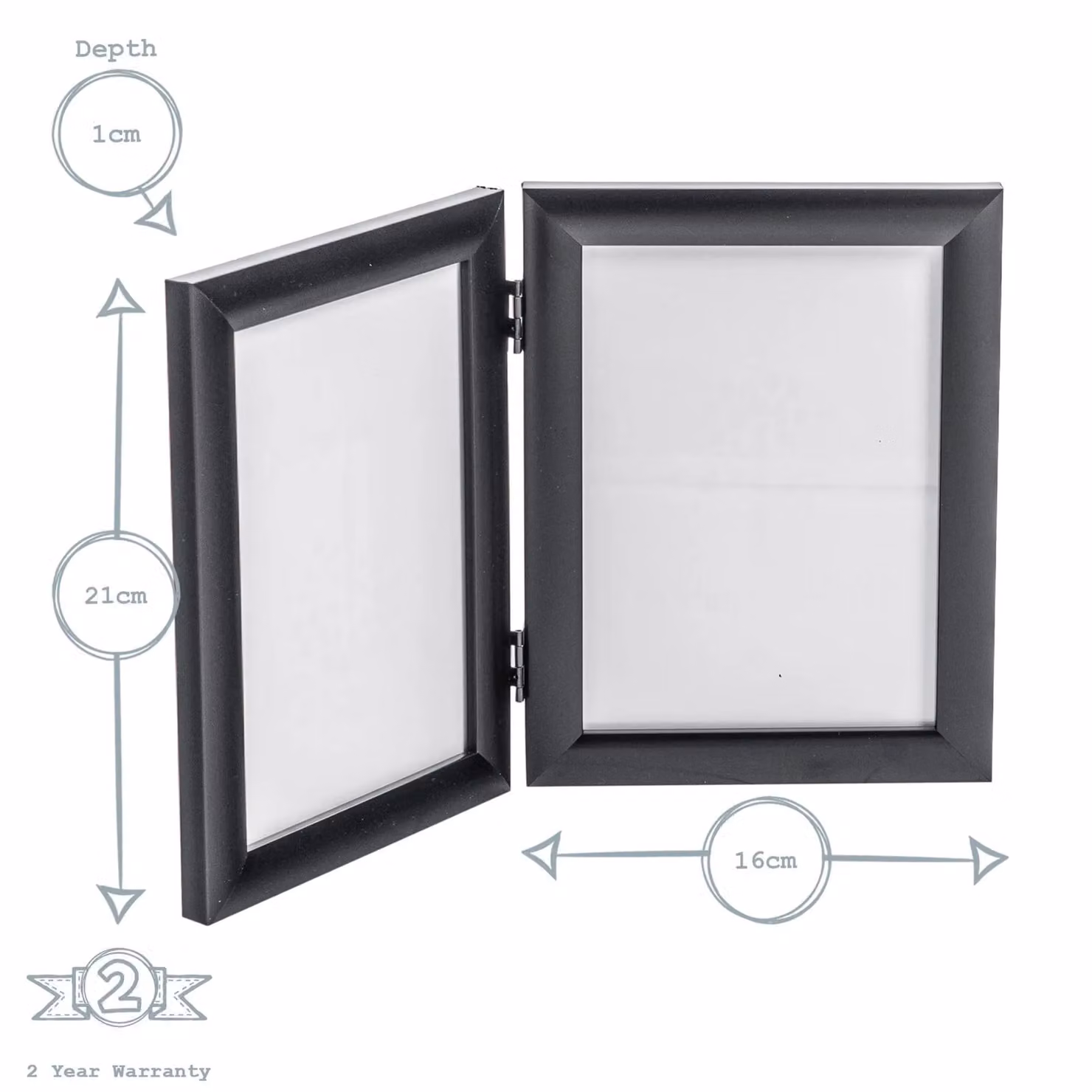 Nicola Spring Pack of 2 Black Rectangular Folding Photo Frames, Fits 13 x 18 cm, Freestanding – 6