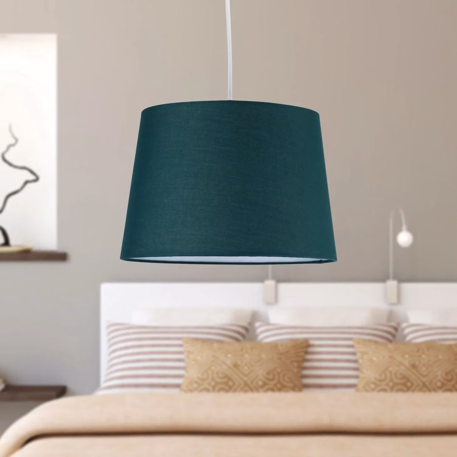 First Choice Lighting Green Cotton Tapered Cylinder Pendant Lamp Shade, Diameter: 28 cm – 5