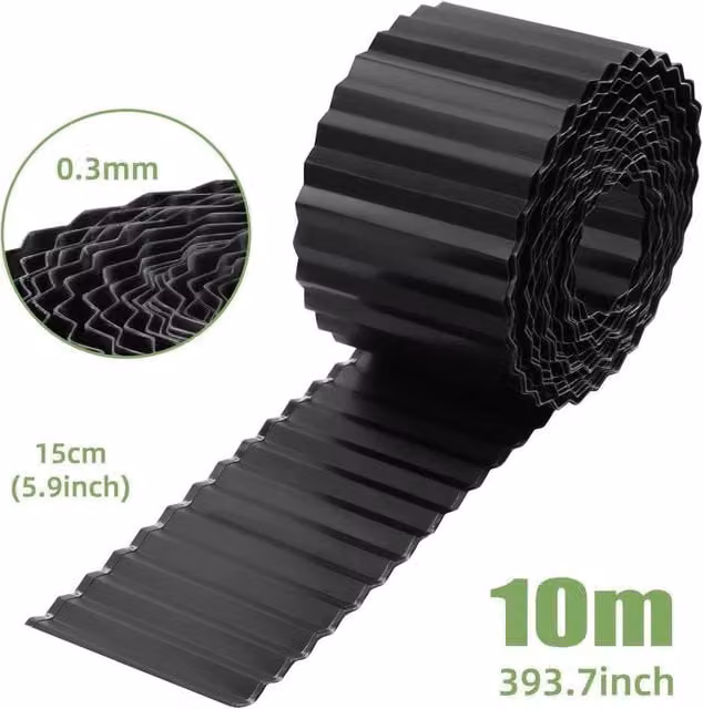 KORVIXA 10m Black Galvanised Steel Rust Resistant Lawn Edging – 1