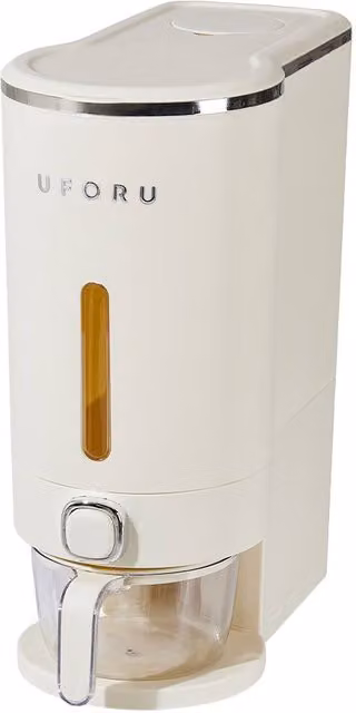 Living and Home Airtight Rice and Cereal Grain Storage Container with Measuring Cup, Beige, 5-10kg Capacity