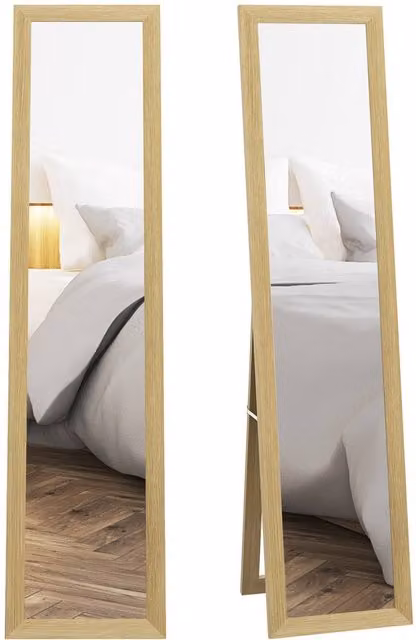 Rolipo Full Length Mirror with Brown Wood Frame, W: 37 cm, H: 157 cm