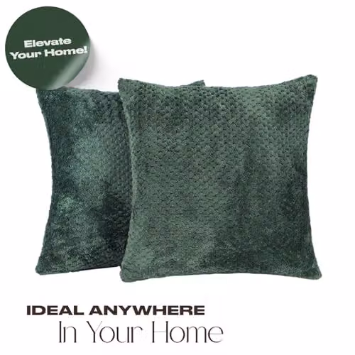 OHS Set of 4 Waffle Fleece Square Cushion Covers, Green, W/D/H: 45 x 45 x 45 cm – 5