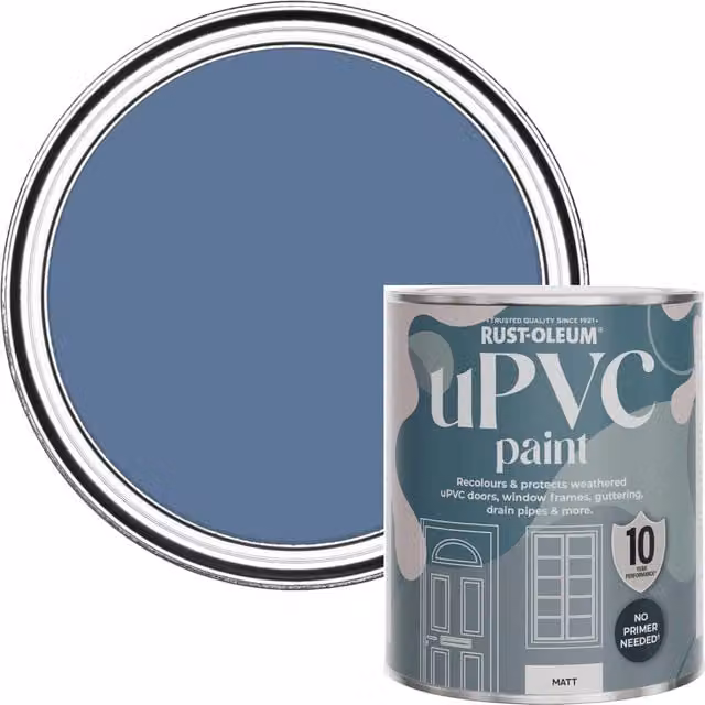 Rust-Oleum Water-Based uPVC Door and Window Paint in Matt Blue River 750ml