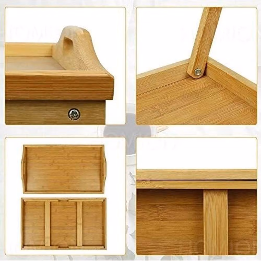 EONLION Brown Bamboo Lap Tray with Folding Legs – 2