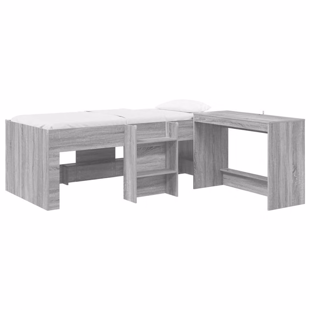 Berkfield Home Kids High Bed Frame with Desk in Grey Sonoma – 2