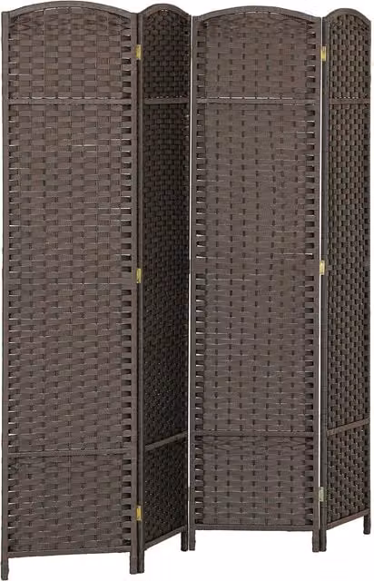 HOMCOM 4 Panel Folding Room Divider Privacy Screen in Brown, H 170 cm x W 160 cm