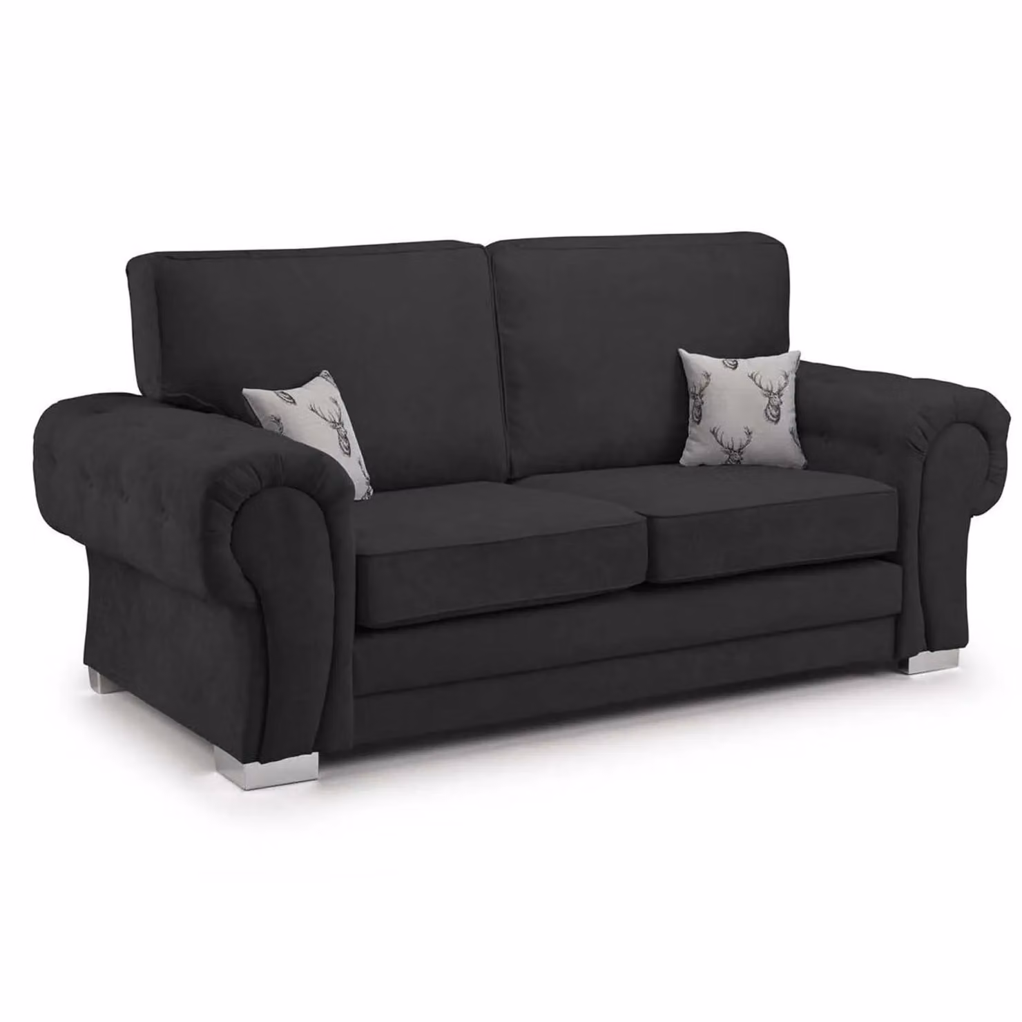 Furnishings For Less UK Milan Black Fabric 3 Piece Chesterfield Style Sofa Suite – 2
