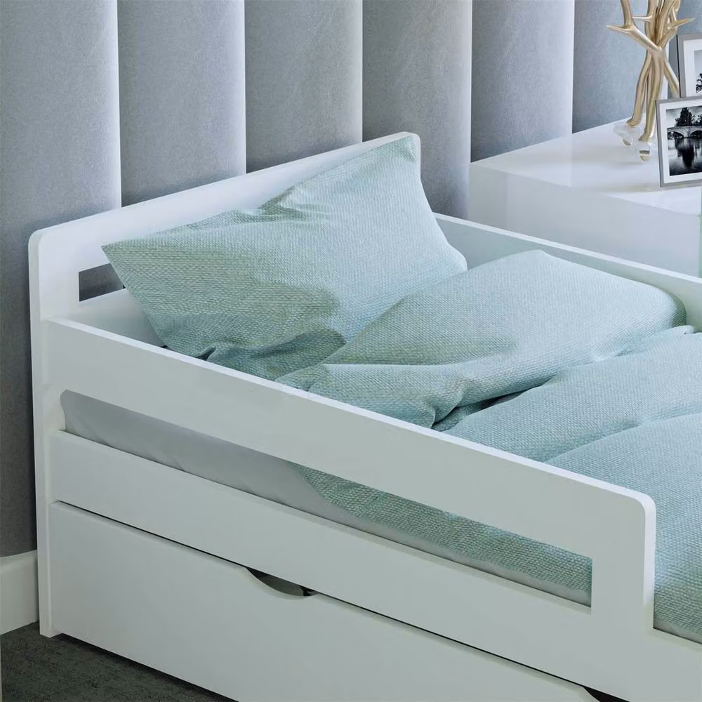 FORGEVIO White Solid Wood Toddler Bed Frame, Cot Size, W/D/H: 120 x 60 cm – 2