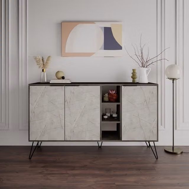 Decortie Industrial Clara Console Sideboard Display Unit, Brown, H 142 x W 83 x D 36 cm