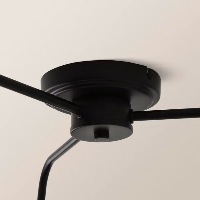 ValueLights Susie 3 Arm Glass Lantern Ceiling Light in Black