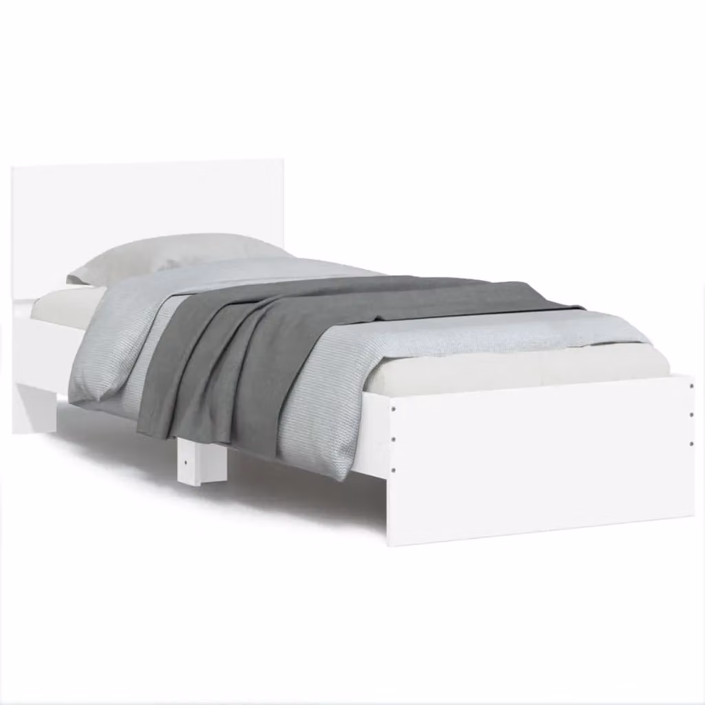 Berkfield Home Small Single Bed Frame with Headboard in White, W: 75 cm, L: 190 cm – 2