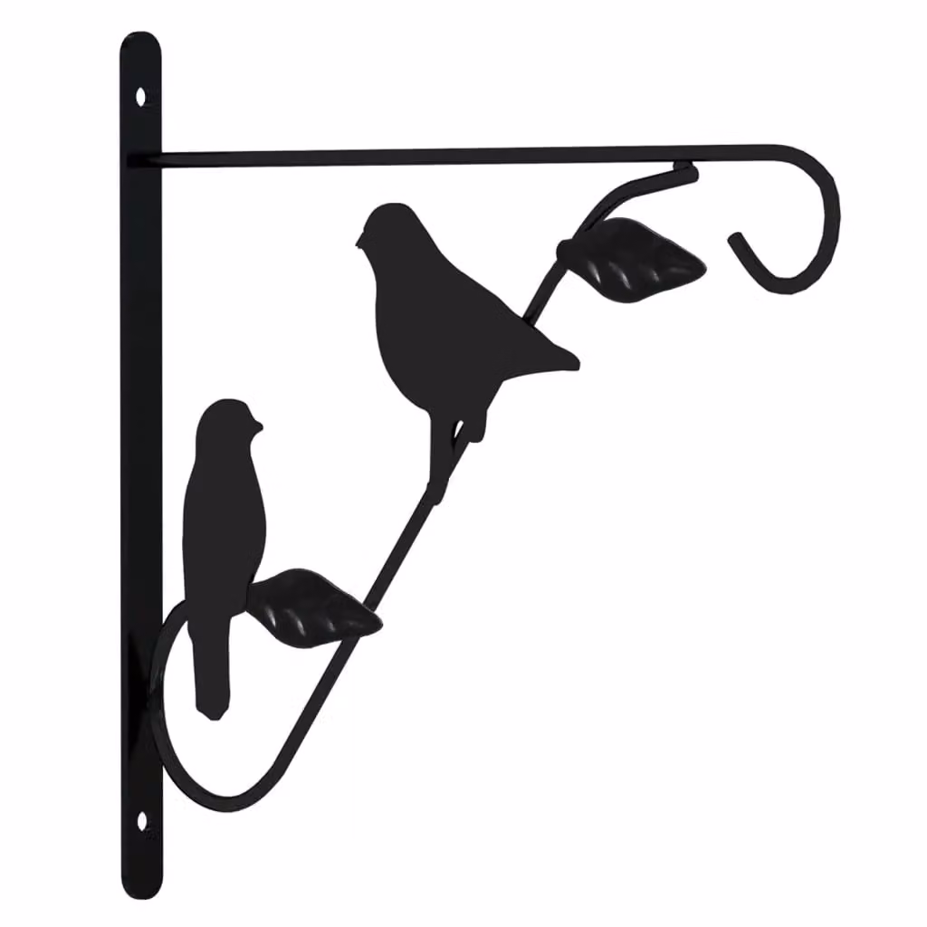 Berkfield Home Hanging Basket Brackets with Planters, 4 Piece Black Steel Set – 3