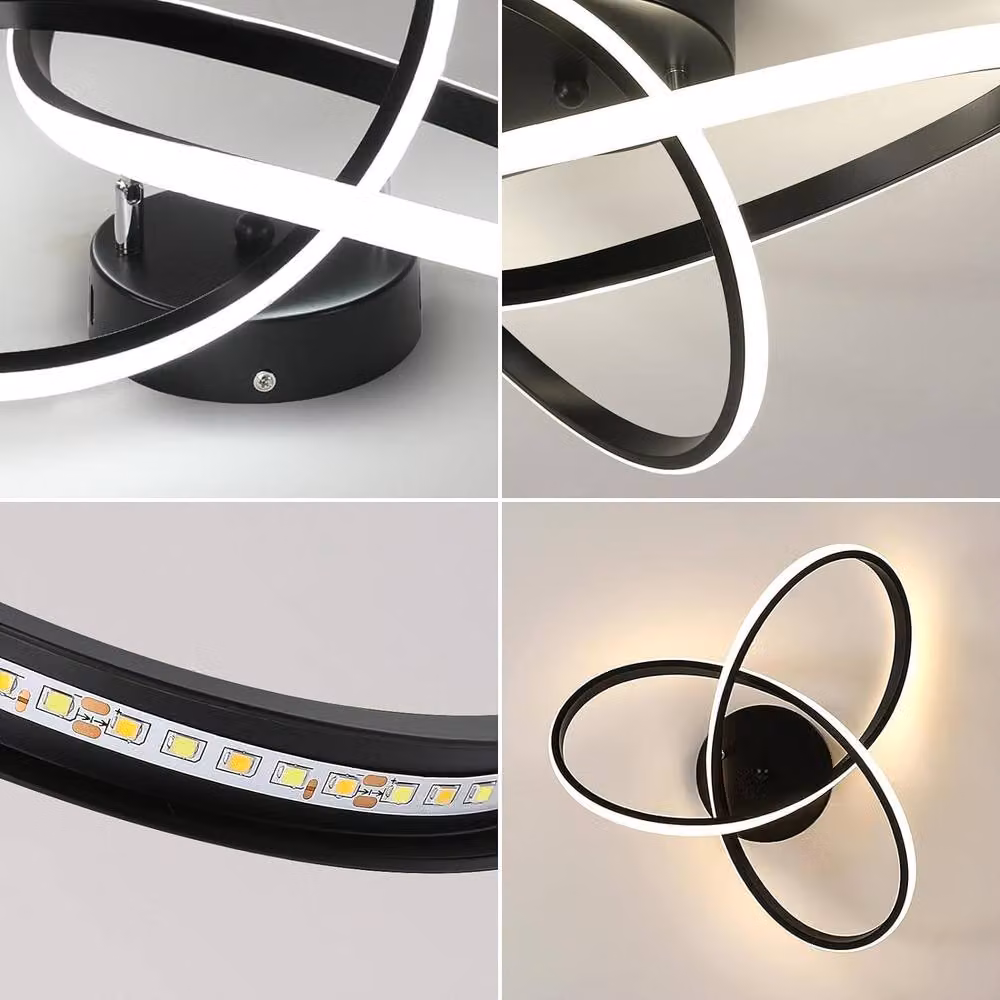 Goeco Modern LED Dimmable Flush Mount Ceiling Light, Black – 3