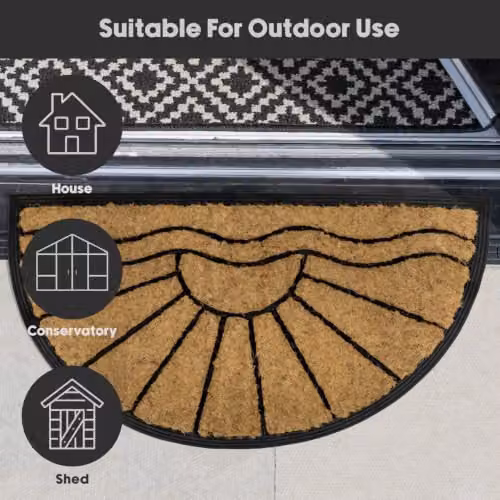 JVL Comfort Halfmoon Coir Tuffscrape Doormat, Sunset Brown, W: 70 cm, D: 40 cm – 6