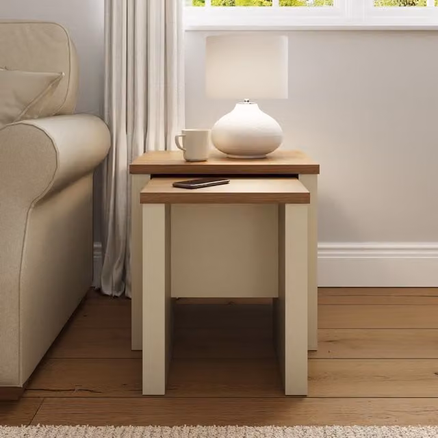 GFW Lancaster Nest of Tables in Cream and Oak – 2
