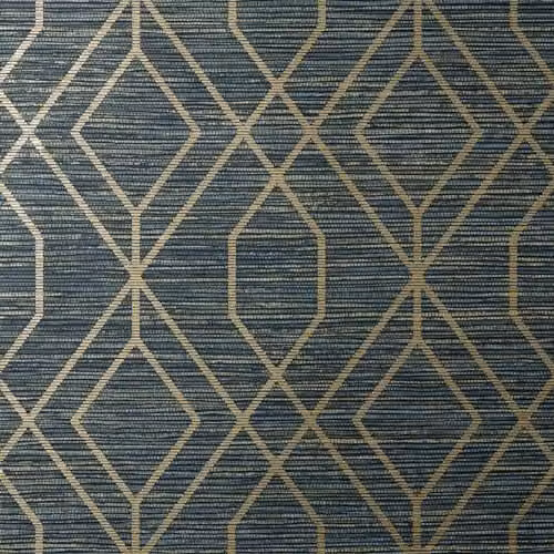 Crown Fine Decor Fusion Trellis Navy Blue Geometric Abstract Washable Wallpaper Roll