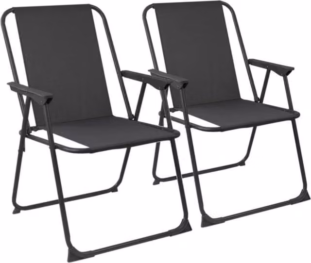Havendro Set of 2 Black Metal Folding Armchairs with Textilene Fabric for Garden, Camping and Beach – 1