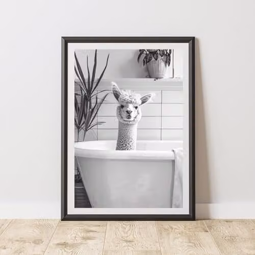 60 Second Makeover Alpaca In The Bath Animal Print Paper Poster, W: 21.0 cm, H: 29.7 cm